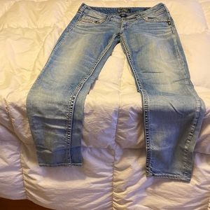 “Silver” Denim straight leg light washed jeans